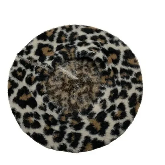 Ruggine Jacquard Knitted Faux Leopard Print French Beret‎ - Picture 4 of 8